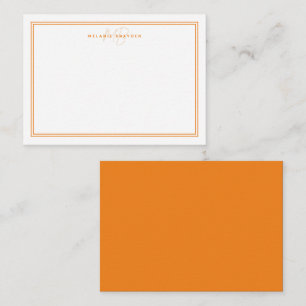Carte De Correspondance Monogramme minimaliste orange simple à deux bordur