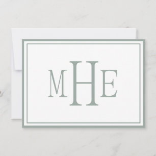 Carte De Correspondance Monogramme Minimaliste Vert Sauge