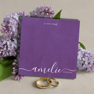 Carte De Correspondance Monogramme minimaliste violet détendu