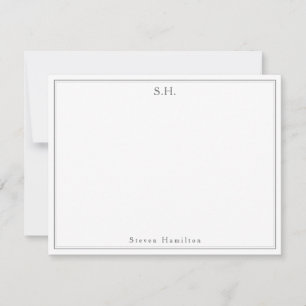 Carte De Correspondance Monogramme moderne classique gris foncé Nom minima