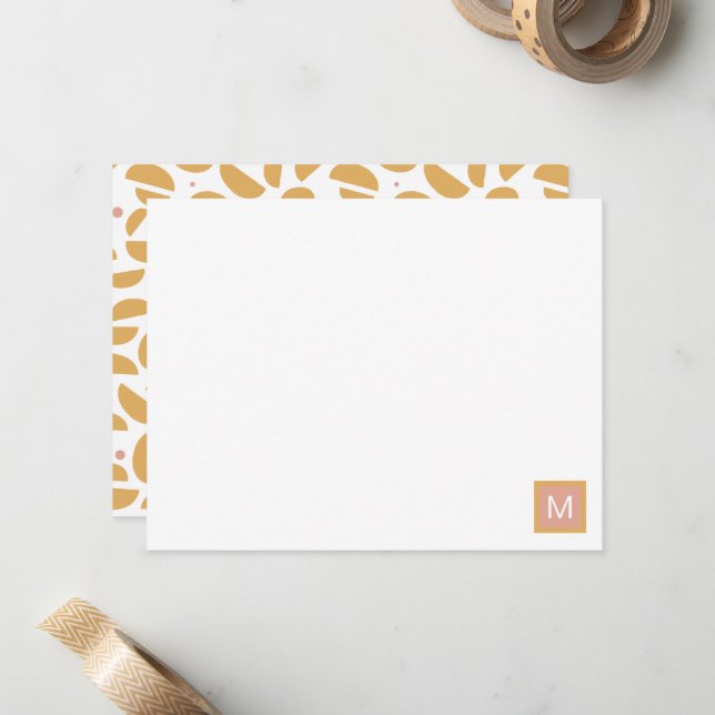 Carte De Correspondance Monogramme moderne Dijon Jaune Personnalisé (Devant/Arrière en situation)