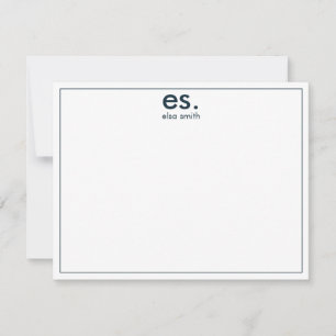 Carte De Correspondance Monogramme Moderne Élégant Minimal Bleu et Blanc