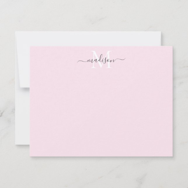 Carte De Correspondance Monogramme moderne élégant Monogramme rose pâle (Devant)