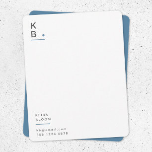 Carte De Correspondance Monogramme moderne gris bleu Scandinave