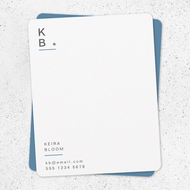 Carte De Correspondance Monogramme moderne gris bleu Scandinave (Créateur téléchargé)