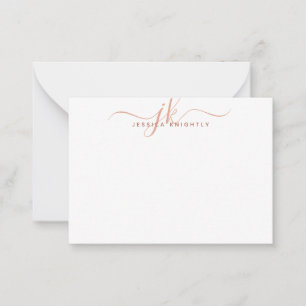 Carte De Correspondance Monogramme moderne Initiales de script Terracotta