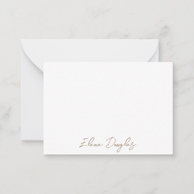Carte De Correspondance Monogramme moderne manuscrit minimaliste Taupe Bei (Devant)