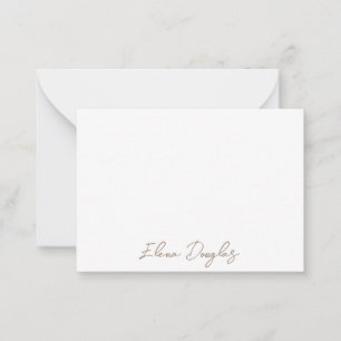 Carte De Correspondance Monogramme moderne manuscrit minimaliste Taupe Bei