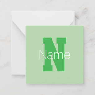 Carte De Correspondance Monogramme moderne   Pale & Kelly Green