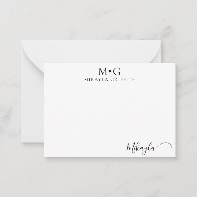 Carte De Correspondance Monogramme moderne Script élégant personnalisé (Devant)