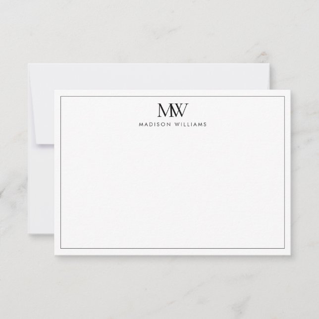 Carte De Correspondance Monogramme moderne simple et élégant (Devant)