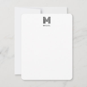 Carte De Correspondance Monogramme moderne simple noir et blanc