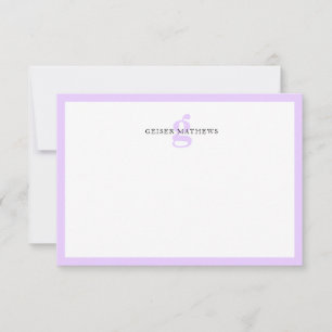 Carte De Correspondance Monogramme moderne typographique violet