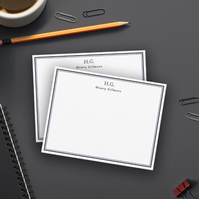Carte De Correspondance Monogramme noir bleu (Créateur téléchargé)