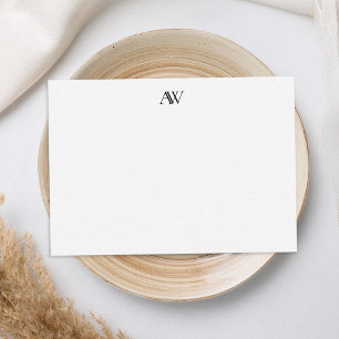 Carte De Correspondance Monogramme noir et blanc minimaliste