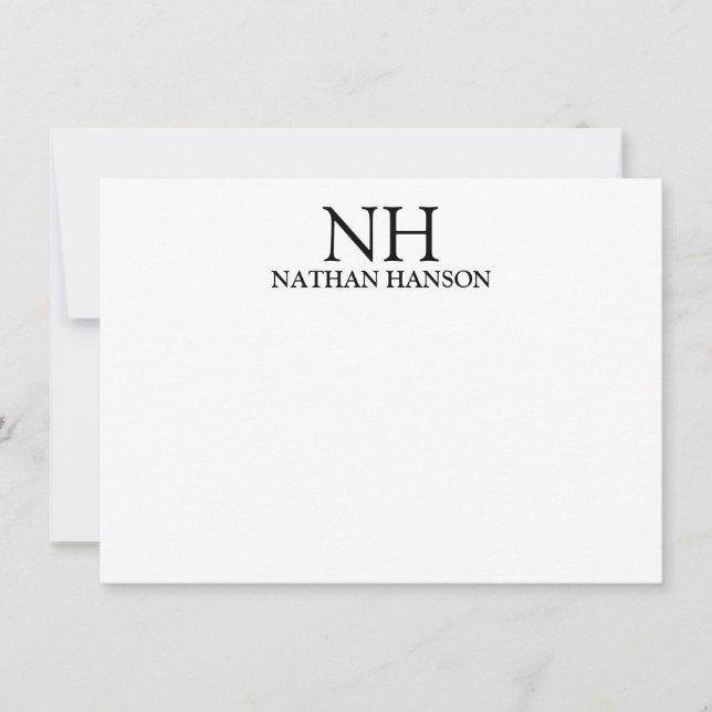 Carte De Correspondance Monogramme noir et blanc simple Moderne (Devant)