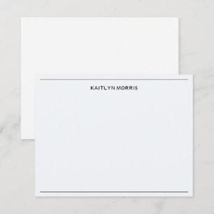 Carte De Correspondance Monogramme noir moderne Décontracté bleu ultra pâl