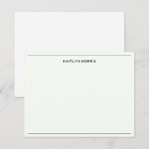 Carte De Correspondance Monogramme noir moderne Décontracté Vert ultra pâl