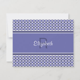 Carte De Correspondance Monogramme Nom Initial Blue Modern Cute