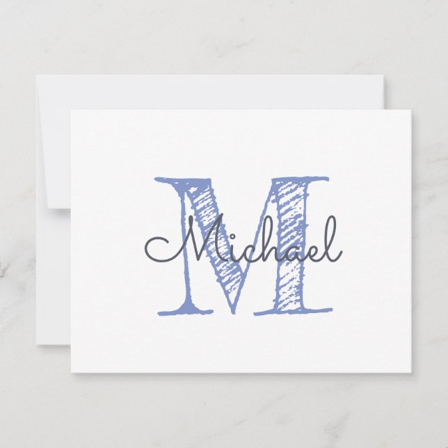Carte De Correspondance Monogramme Nom personnalisé Garçon (Devant)