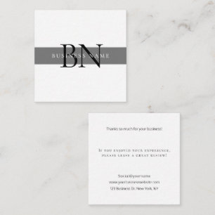 Carte De Correspondance Monogramme professionnel gris moderne Merci