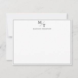 Carte De Correspondance Monogramme professionnel simple avec bordure grise