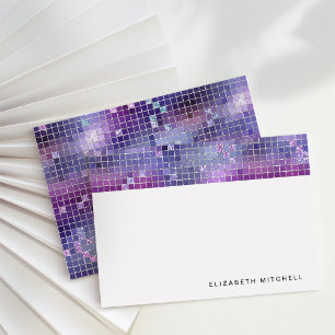 Carte De Correspondance Monogramme rétroviseur à bille rose bleu violet