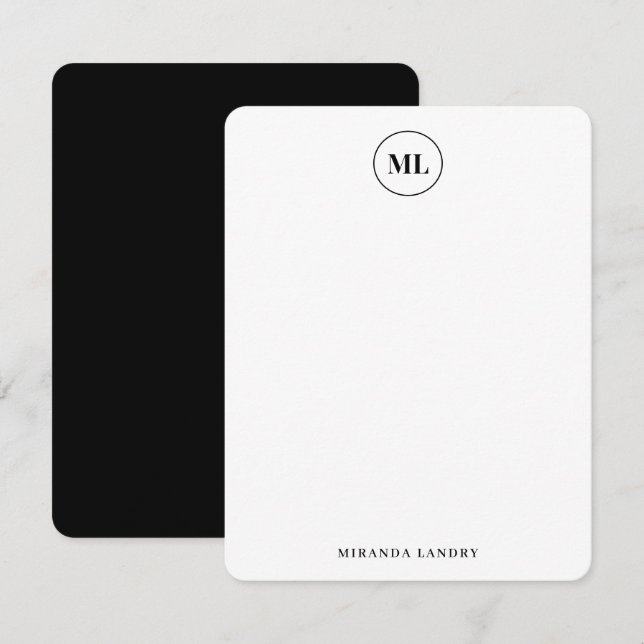 Carte De Correspondance Monogramme rond classique Nom des initiales (Devant / Derrière)