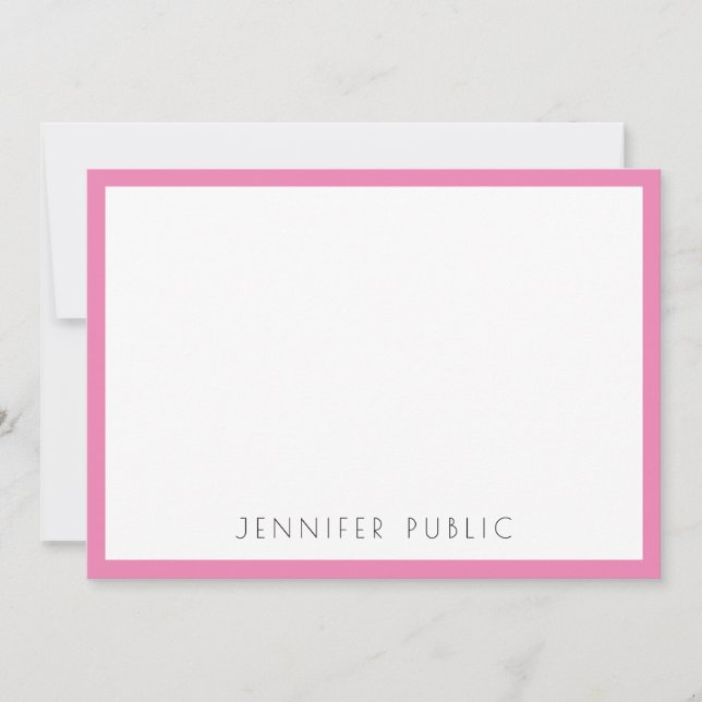 Carte De Correspondance Monogramme rose blanc initial moderne simple Modèl (Devant)