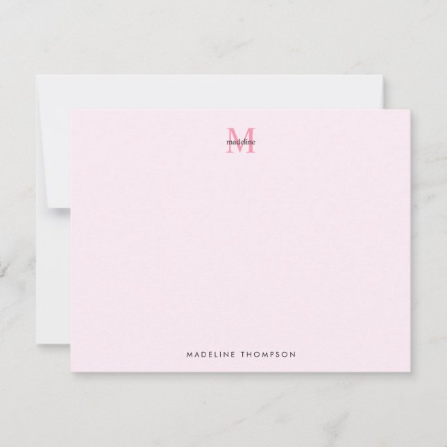 Carte De Correspondance Monogramme rose Fille Simple Moderne (Devant)