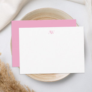 Carte De Correspondance Monogramme rose minimaliste