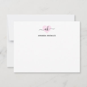 Carte De Correspondance Monogramme rose pâle Simple Minimaliste Coeur Girl