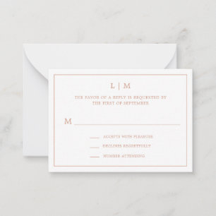 Carte De Correspondance Monogramme rose Rose simple mini mariage RSVP