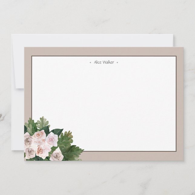 Carte De Correspondance monogramme rose roux Papier à lettres (Devant)
