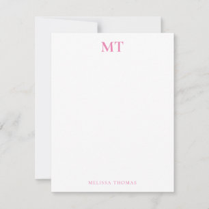 Carte De Correspondance Monogramme rose simple et élégant