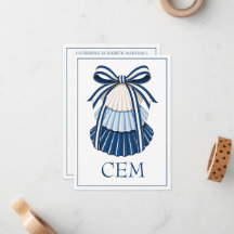 Monogramme Rubans et Coquillages Bleus et Blancs