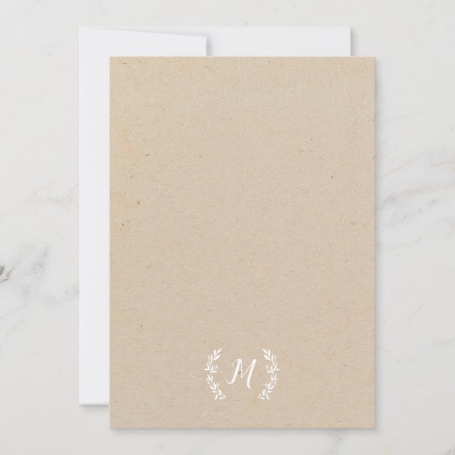 Carte De Correspondance Monogramme rustique de couronne Kraft Laurel (Devant)