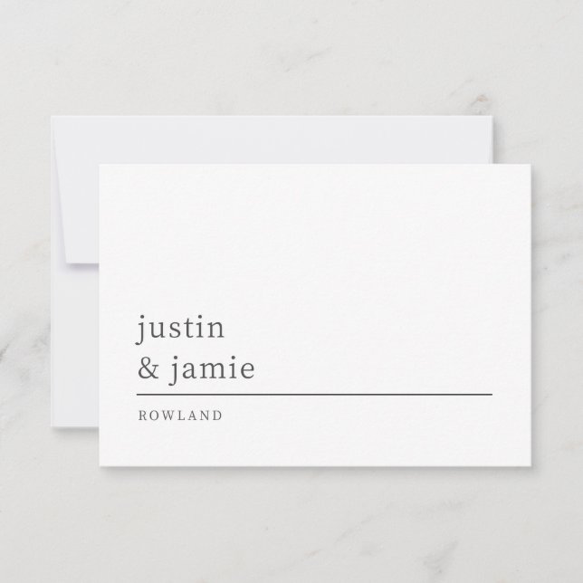 Carte De Correspondance Monogramme simple Elegant Couple Names (Devant)