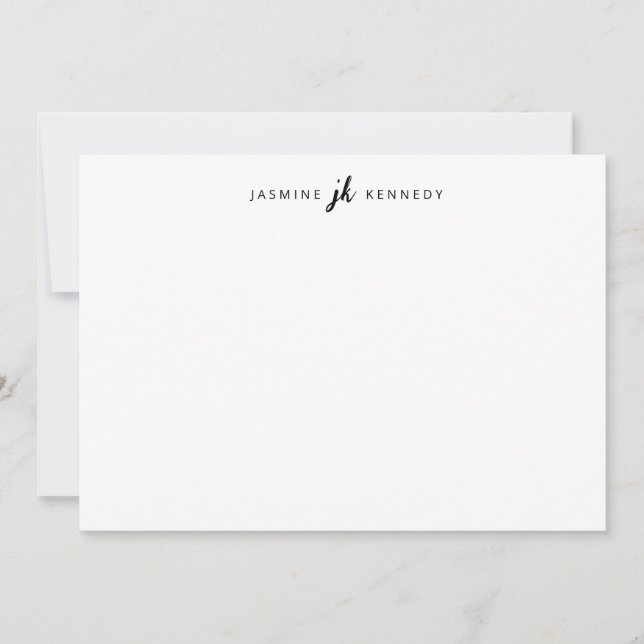 Carte De Correspondance Monogramme simple noir chic (Devant)
