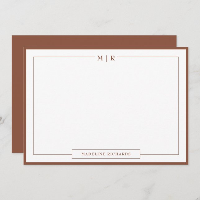 Carte De Correspondance Monogramme Stationfrontalière Brown (Devant / Derrière)