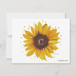 Carte De Correspondance Monogramme Sunflower Boho Floral Personnalisé