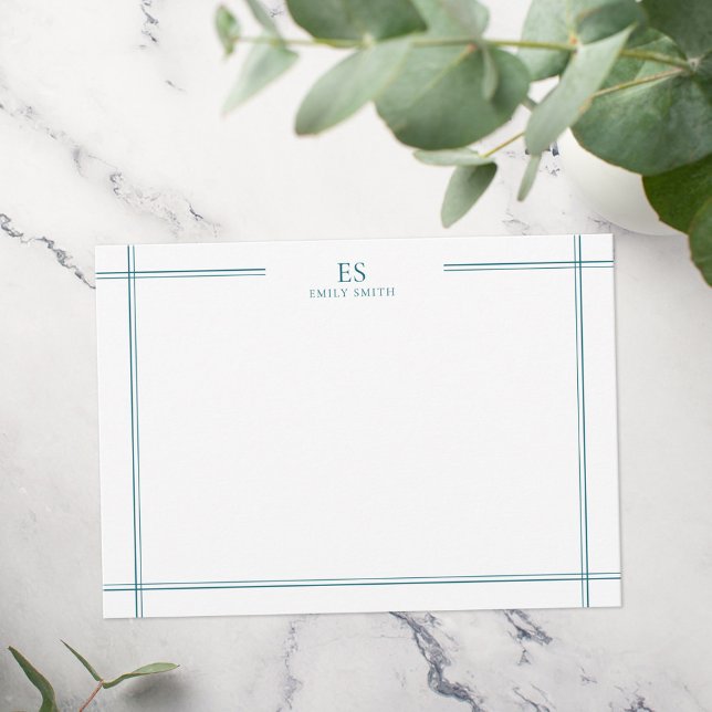 Carte De Correspondance Monogramme Turquoise moderne (Créateur téléchargé)