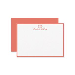 Carte De Correspondance Monogramme Typographie décorative Corail
