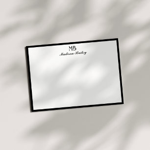 Carte De Correspondance Monogramme Typographie décorative   Noir et blanc