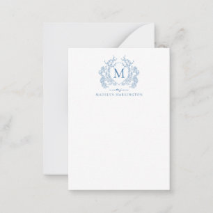 Carte De Correspondance Monogramme Vintage Cimier bleu bleu français class