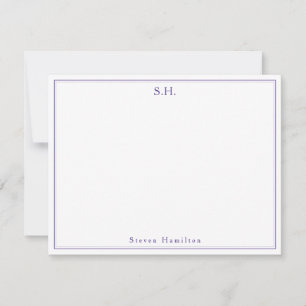 Carte De Correspondance Monogramme violet mou moderne Nom minimaliste