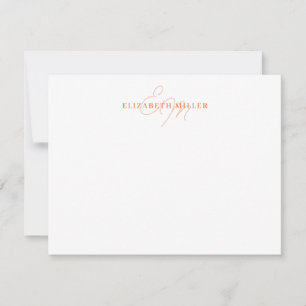 Carte De Correspondance Monorgramme minimaliste chic orange 2 scripts