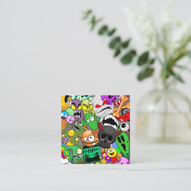Carte De Correspondance Monstres caractères mignons Motif d'Halloween (Debout devant)