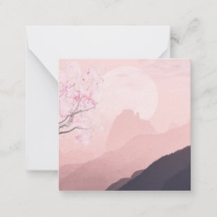 Carte De Correspondance Montagnes roses mauves et horizon de soleil 