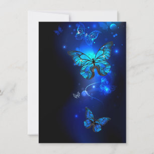 Carte De Correspondance Morpho Butterfly in the Dark Background